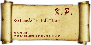 Kolimár Péter névjegykártya