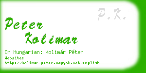 peter kolimar business card